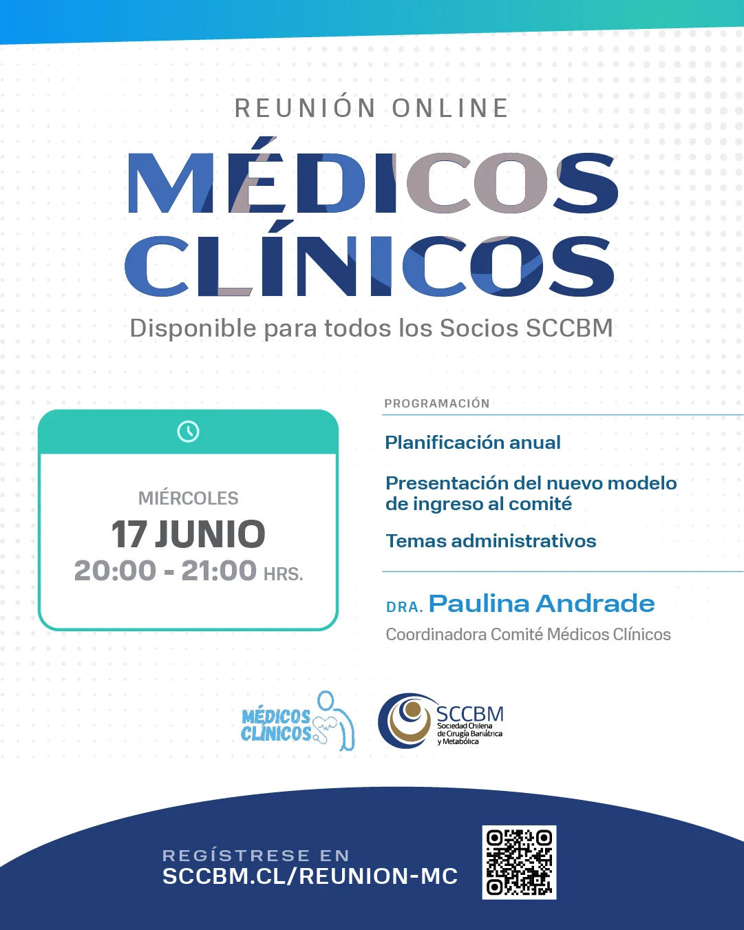 Afiche de reunión del comité Médicos Clínicos